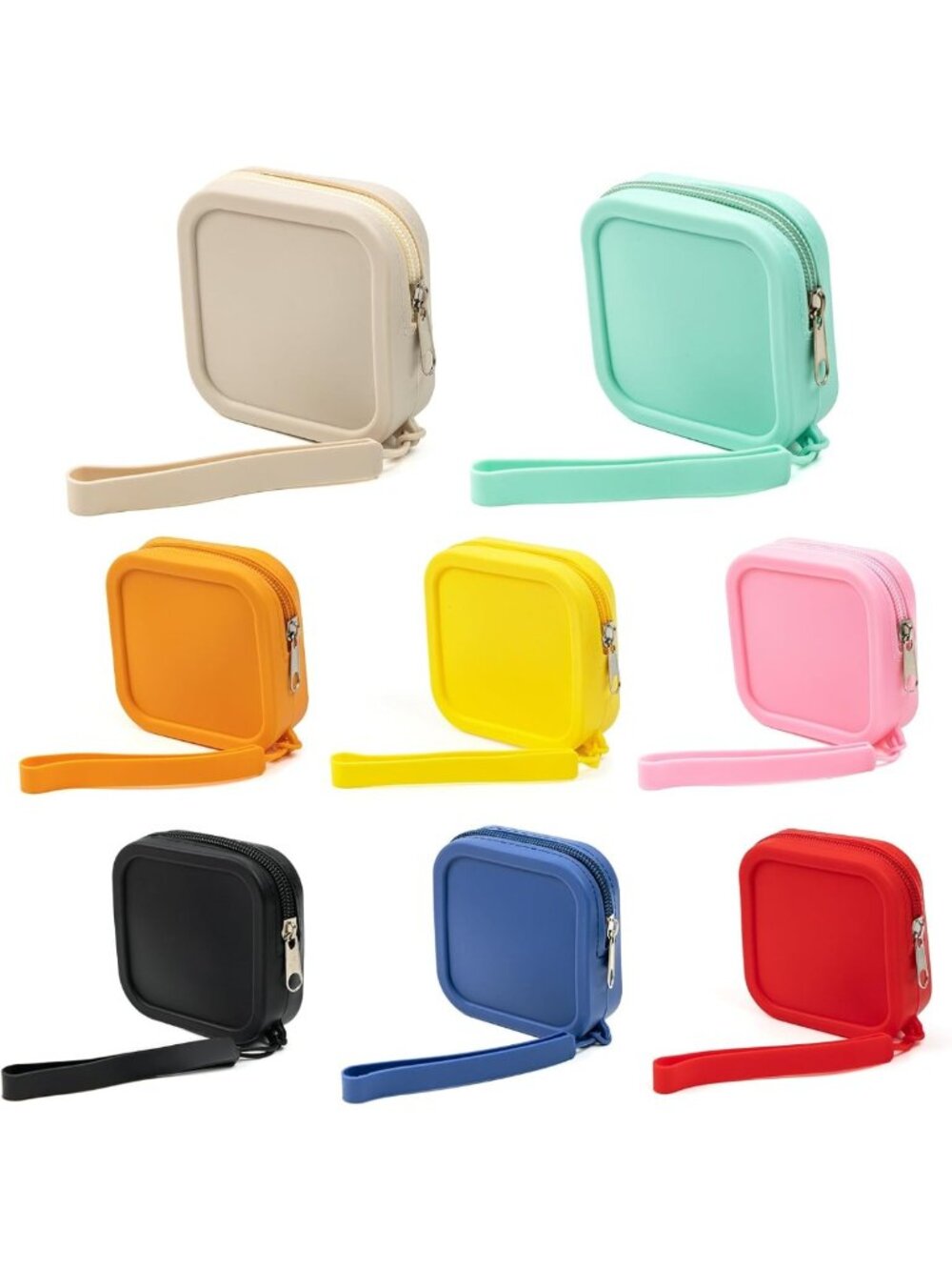 Colorful 8PCS Silicone Coin Purse Set - Waterproof Zipper Pouches for Travel